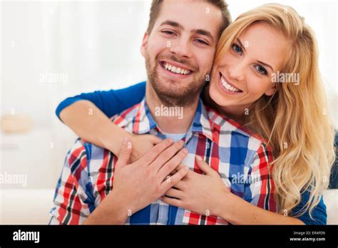 Portrait of happy embraced couple Stock Photo - Alamy