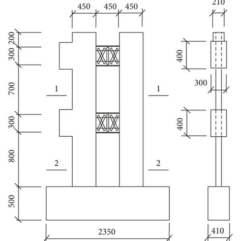 Shear Wall Specimens With Steel Truss Cbs A Elevation B Download Scientific Diagram