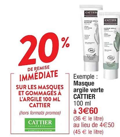 Promo Masque Argile Verte Cattier Chez Cora Icatalogue Fr