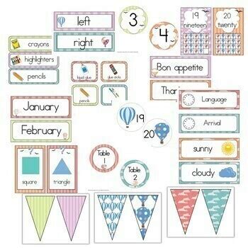 Hot Air Balloons Classroom Decoration Editable By Mi Salon De Espanol