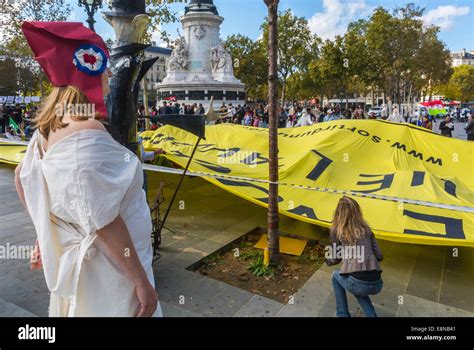 Paris France Public Demonstration Anti Nuclear Power Goups