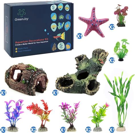 Amazon.com: GreenJoy Aquarium Decorations Fish-Tank Accessories Plants - Fish Tank Decor Kit ...