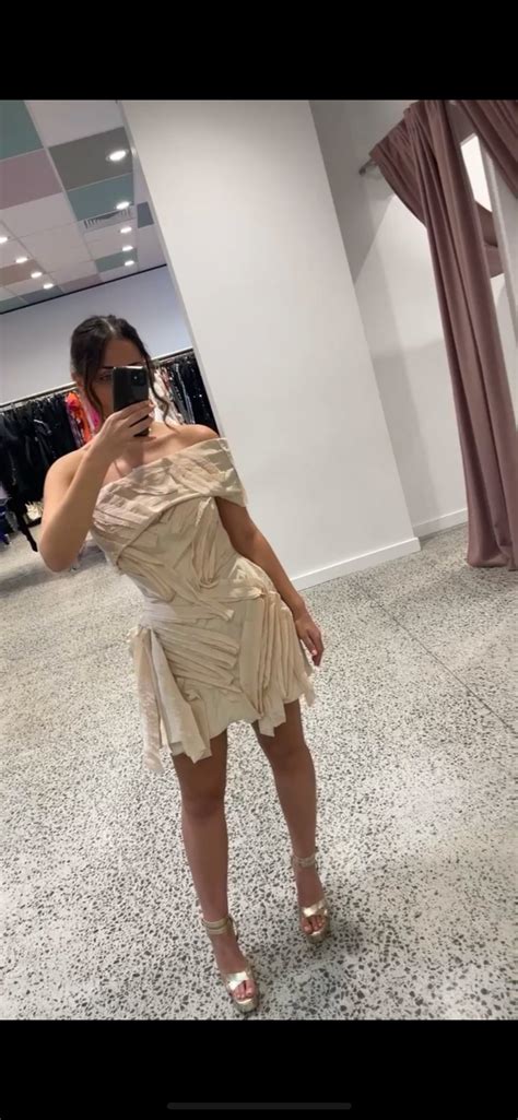 Toni Maticevski Dna Silverfox Mini Dress Steel Nude Dresses Hire