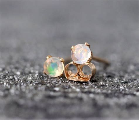 Tiny Ethiopian Opal Stud Earrings Opal Earrings Stud Opal Studs