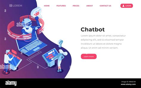 Chatbot Isometric Landing Template Page Online Customer Support Robot