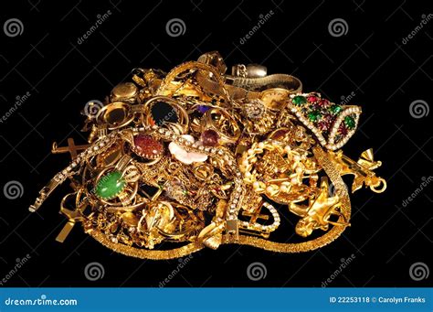 Pile Of Gold Jewelry On Black Royalty Free Stock Photos Image 22253118