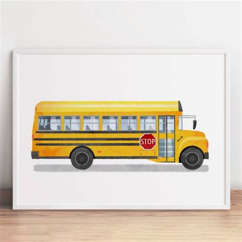 School Bus Print, Transportation Art, Car Art Decor, Printable ...