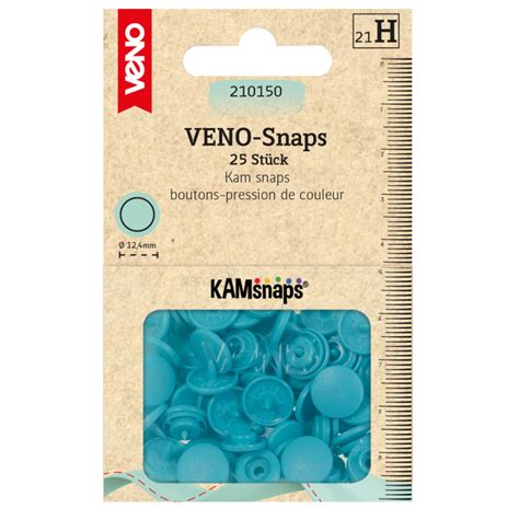 25 Boutons pression Snap Ø12 4mm KAMsnaps Veno turquoise Tissus Hemmers