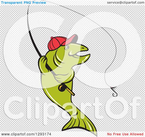 Clipart Of A Happy Cartoon Trout Fish Fly Fishing Royalty Free Vector