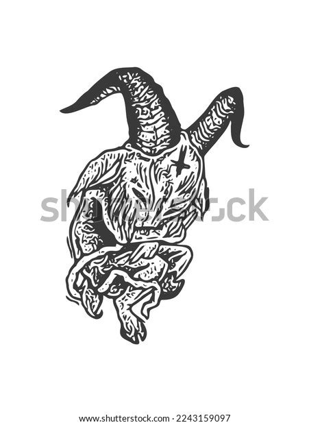 Baphomet Demon Goat Head Hand Drawn Stock Vector Royalty Free