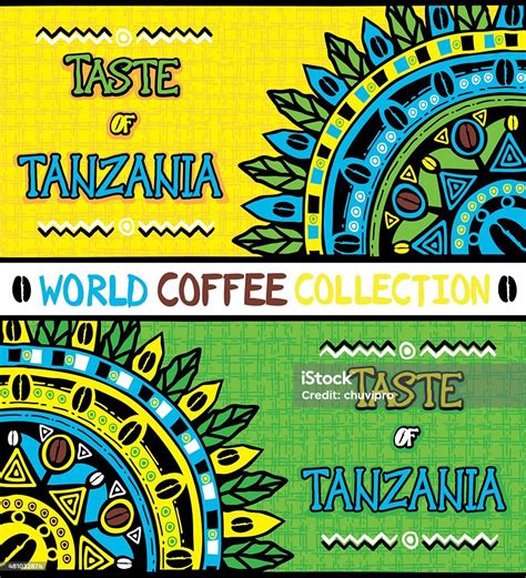 Coffee Background Taste Of Tanzania Hand Drawn Design Elements Stock