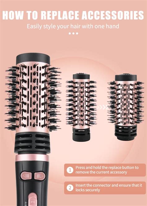 Pritech Auto Rotating Hair Dryer Brush Dual Voltage Hot Air Brush With Left Right Rotating