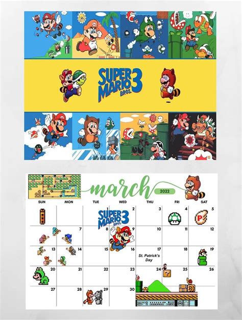 Top 12 Super Mario Games Of All Time 2022 Calendar Etsy In 2022