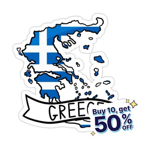 Greece Flag Map Sticker Sticker For Sale By Drawingvild In 2024