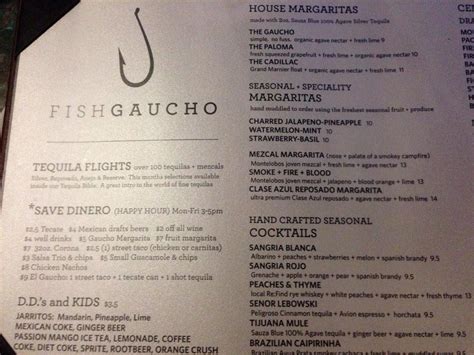 Menu at Fish Gaucho pub & bar, Paso Robles