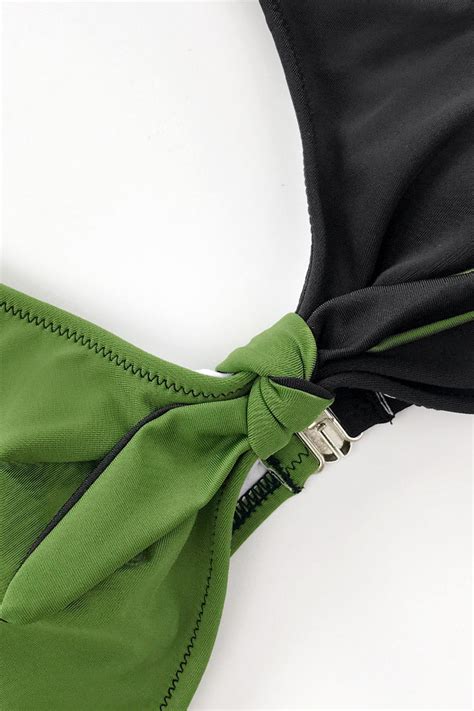 Grüner und schwarzer Bikini mit Bowknot Cupshe Deutschland