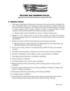 Fillable Online Boating And Swimming Rules Fax Email Print Pdffiller