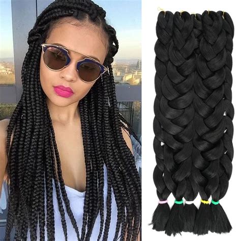 Buy 1 Piece Synthetic Braiding Hair Kanekalon Jumbo Braid 82 165g Gray Black