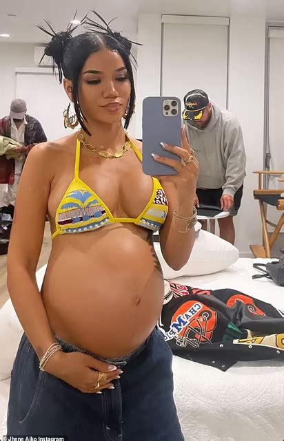 Pregnant Jhene Aiko Showcases Her Baby Bump In Yellow Bikini Top Photo