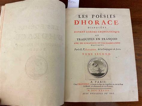 Bid Now Horace Les Po Sies D Horace Traduites En Fran Ois Par Le R