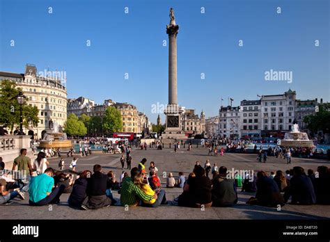 Tourists in Trafalgar Square, London, England Stock Photo - Alamy