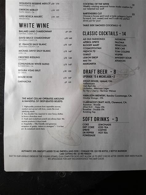 Menu and Dining Information for The Meat Cellar 8