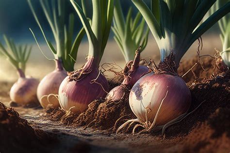 Premium Ai Image Onion Growing Closeup Ai Generated