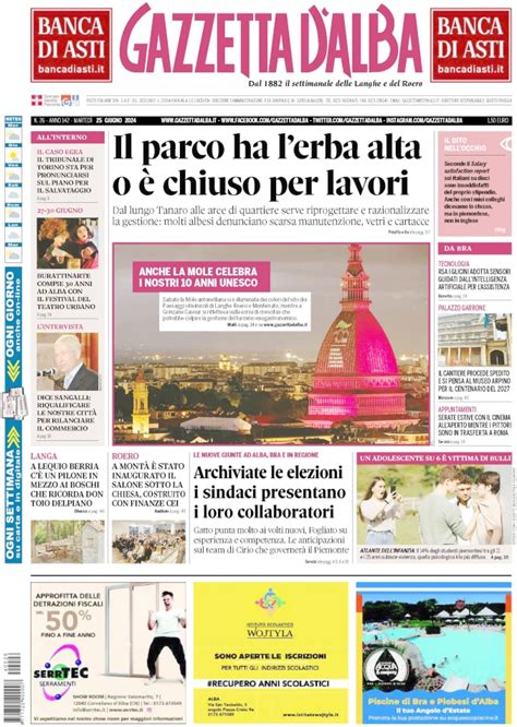 La copertina di Gazzetta dAlba in edicola martedì 25 giugno