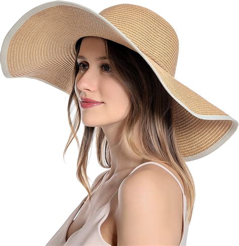 Muryobao Womens Sun Straw Hat Wide Brim Uv Upf 50 Summer Hat Foldable