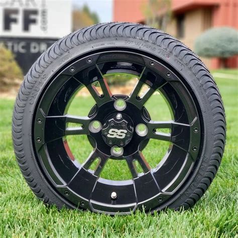 Stallion Gloss Black Aluminum Golf Cart Wheels And Low