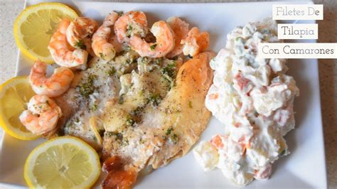 Filetes De Tilapia Con Camarones Al Horno Con Una Rica Ensalada YouTube