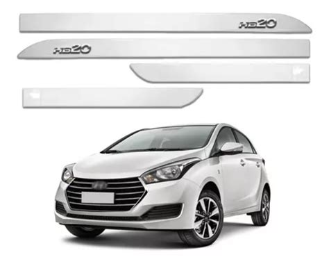 Jogo Friso Lateral Slim Hyundai Hb20 Branco Polar 2016 2017