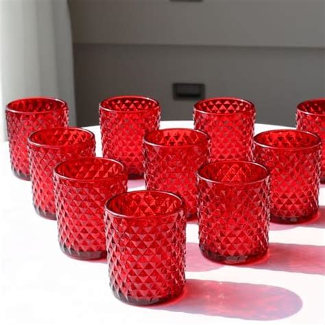 Impulse Sunset Small Red Candle Votive Holders Ideal For Tea Lights Set Of 4