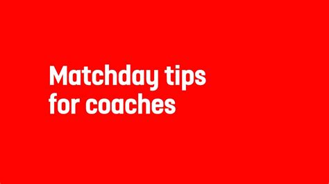 Matchday Tips For Coaches Coaching Interview England Football