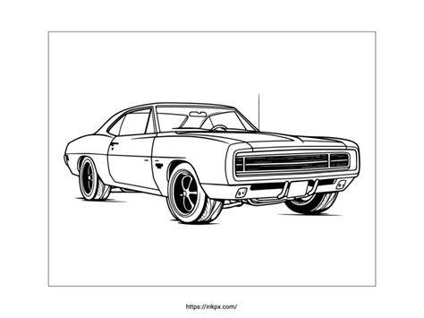 Printable Muscle Car Coloring Page · Inkpx