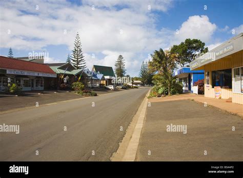 View Of The Main High Street In Burnt Pine Township Norfolk Island With