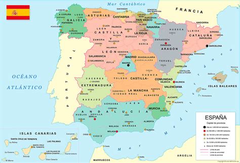 Mapa de España Provincias y Comunidades Político y Físico