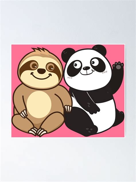 Sloth Panda Poster For Sale By Plushism Redbubble