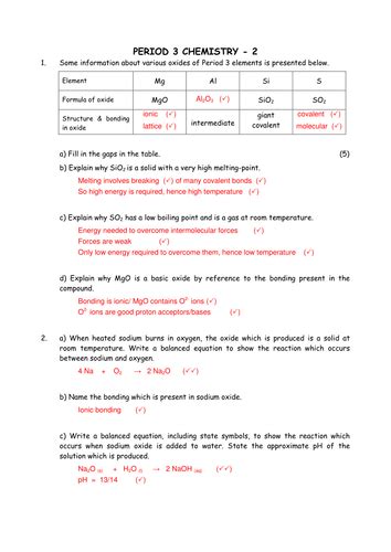 Chemistry: Period 3 Oxides | Teaching Resources