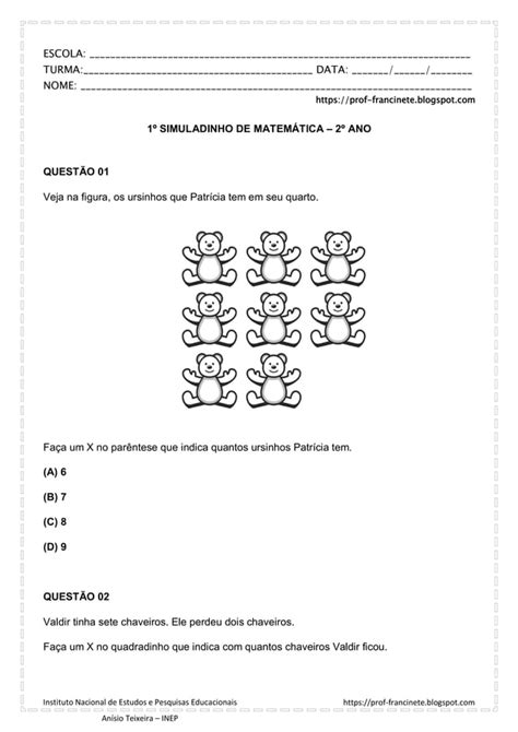 Simuladinho de Matemática 2º ano você pdf