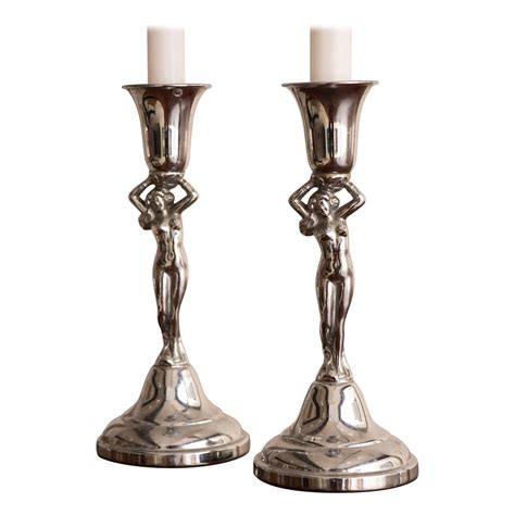 Figurative Nude Chrome Candlesticks By Krome Kraft Farber Bros At 1stDibs Kromekraft