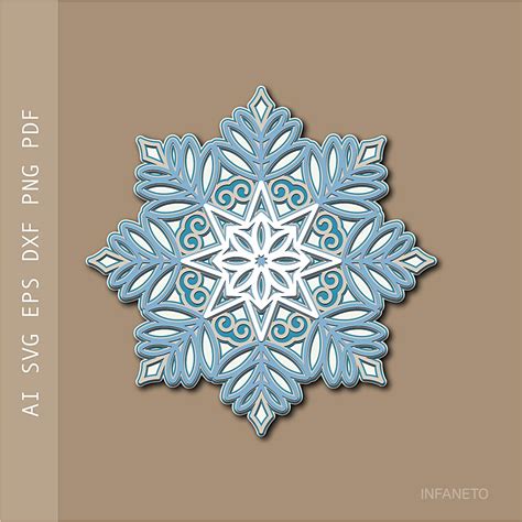 3D Snowflake Svg Layered Christmas Svg Paper Cut File Cricut Project ...