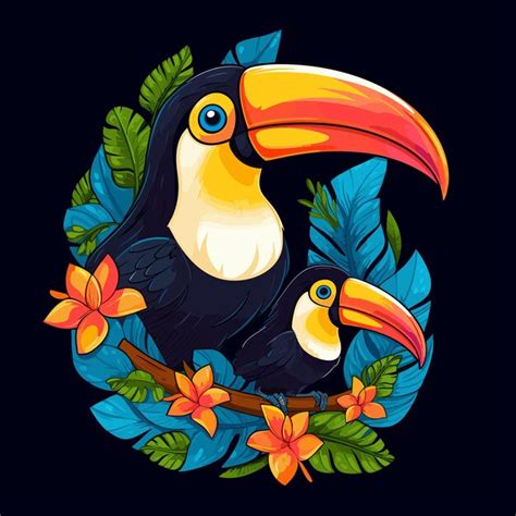 Illustration De Loiseau Toucan Forêt Tropicale Beau Personnage Toucan