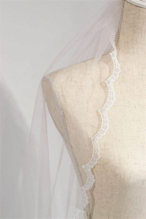 Full Lace Edged Single Tier Wedding Veil Ada