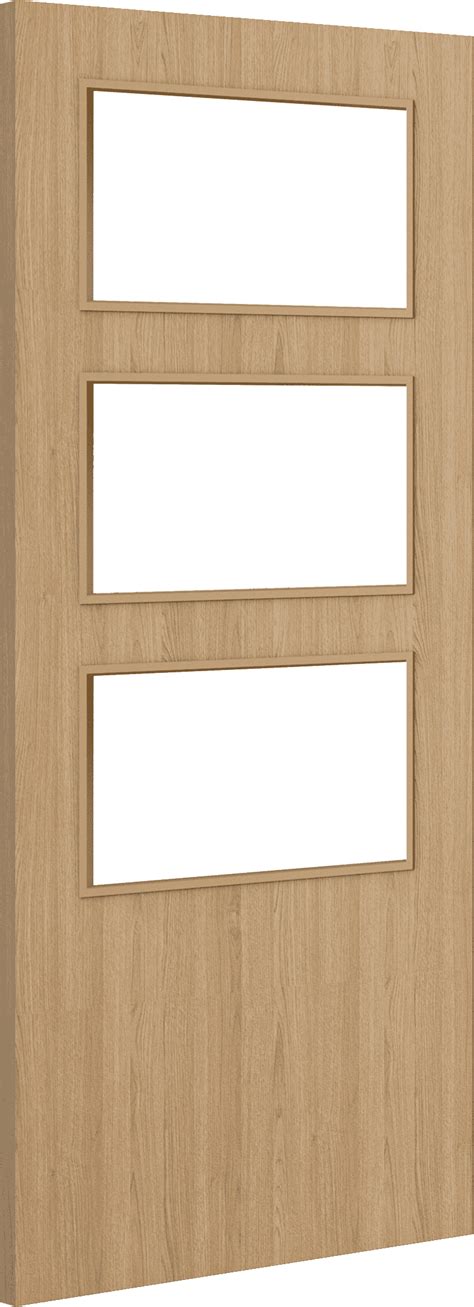 Architectural Oak Clear Glazed Prefinished Fire Door Blank At