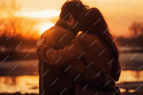 Premium AI Image | Romantic Couple Hug in Sunset