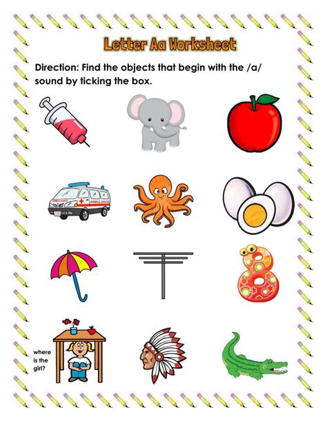 Letter Aa Letter A Sound Objects Beginning With Letter Aa Worksheets Library