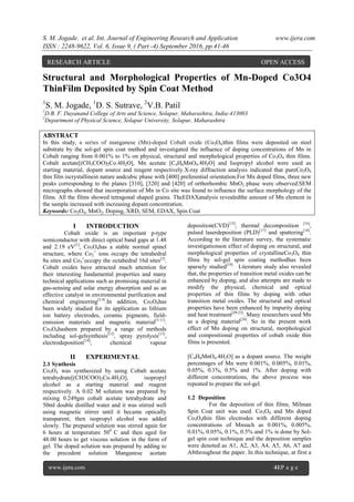 Structural and Morphological Properties of Mn-Doped Co3O4 ThinFilm ...