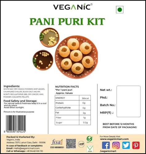 Veganic Gol Gappa Pani Puri Kit Ready To Fry G Wheat Gol Gappe