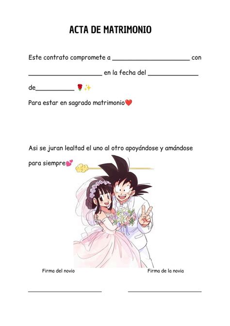 Acta De Matrimonio Words Love Messages Dragon Ball